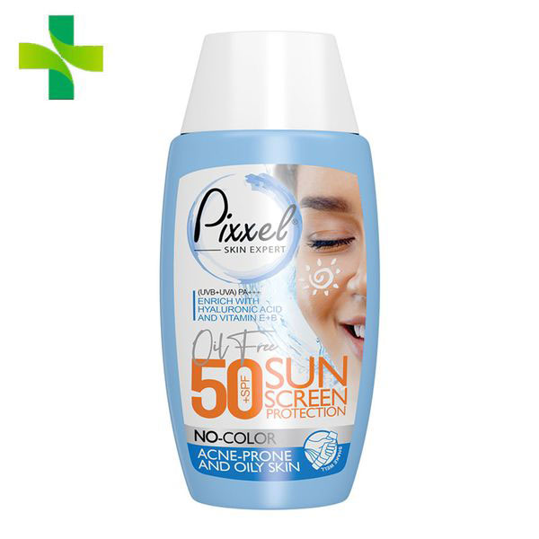 ضد آفتاب بی‌رنگ پوست چرب و جوش‌دار +SPF50 پیکسل