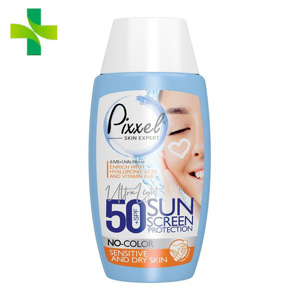 ضد آفتاب بی‌رنگ پوست خشک و حساس +SPF50 پیکسل